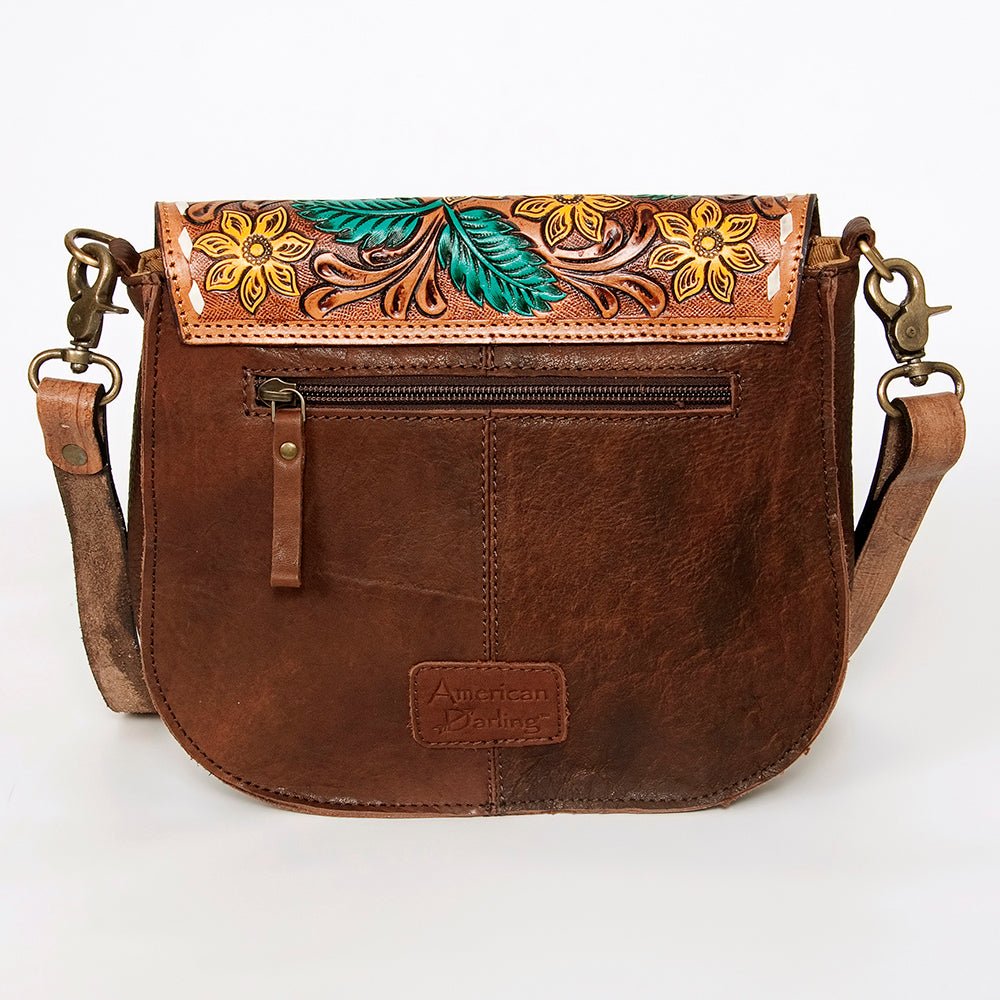 American Darling Messenger Hand Tooled Hair-On Genuine Leather