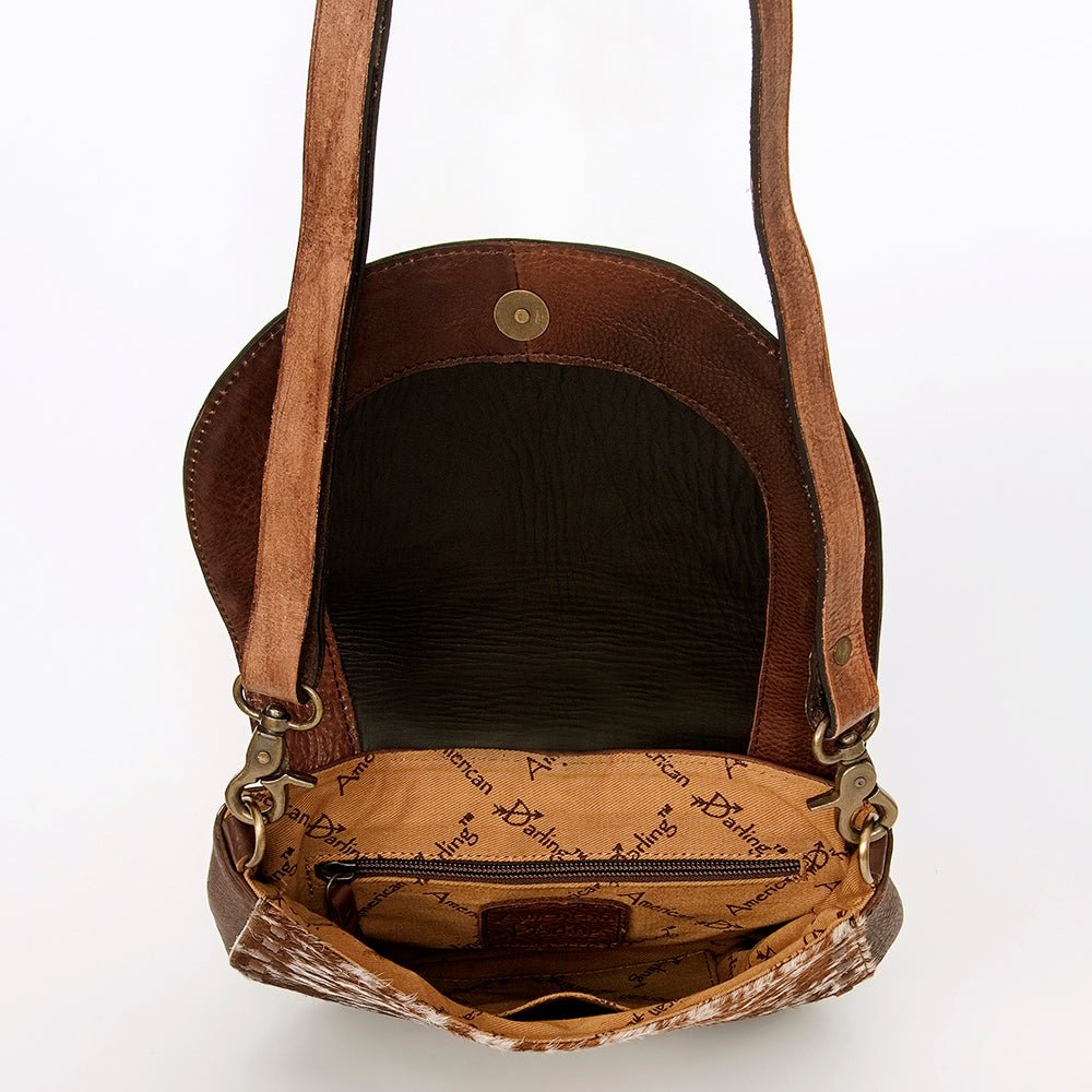 American Darling Messenger Hand Tooled Hair-On Genuine Leather