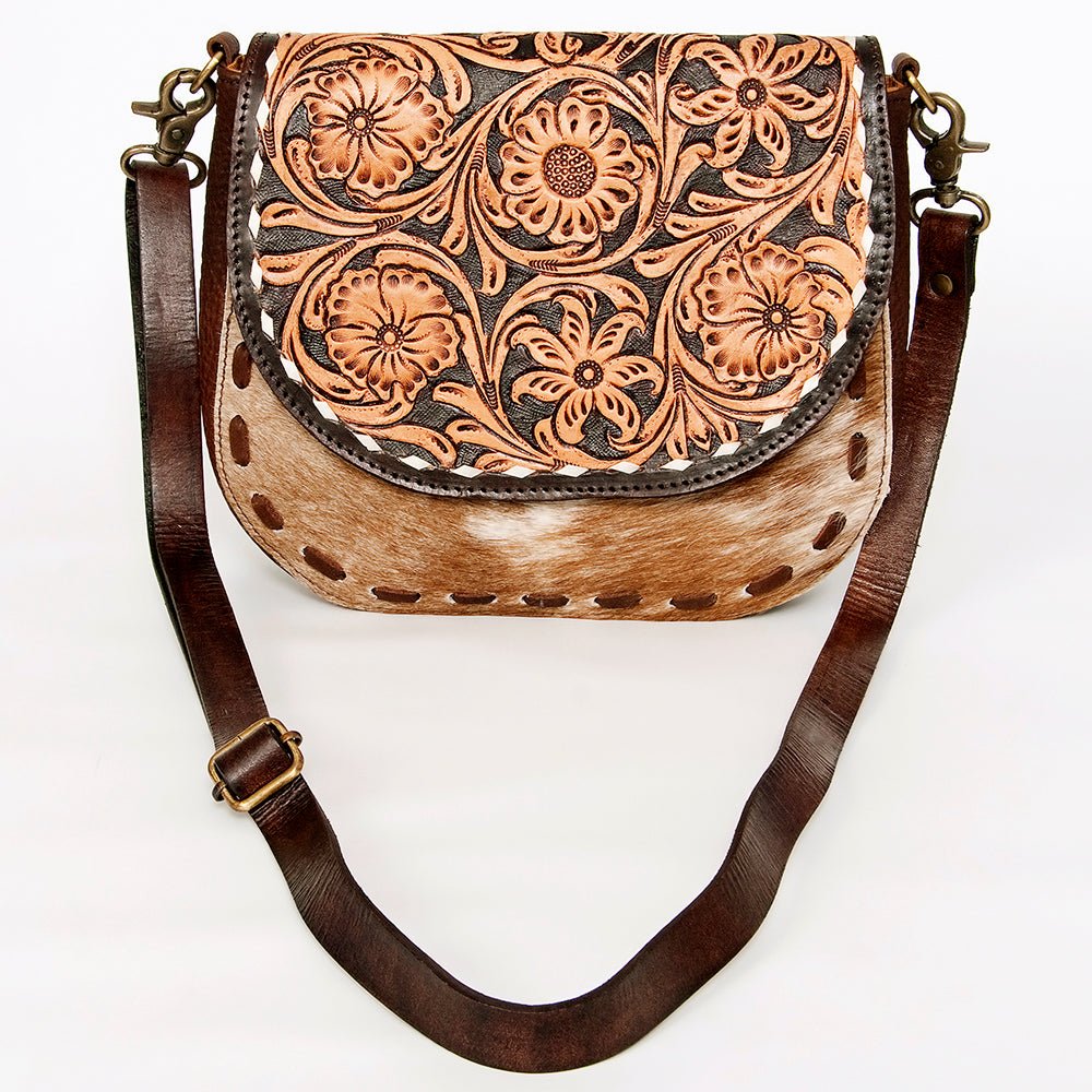 American Darling Messenger Hand Tooled Hair-On Genuine Leather