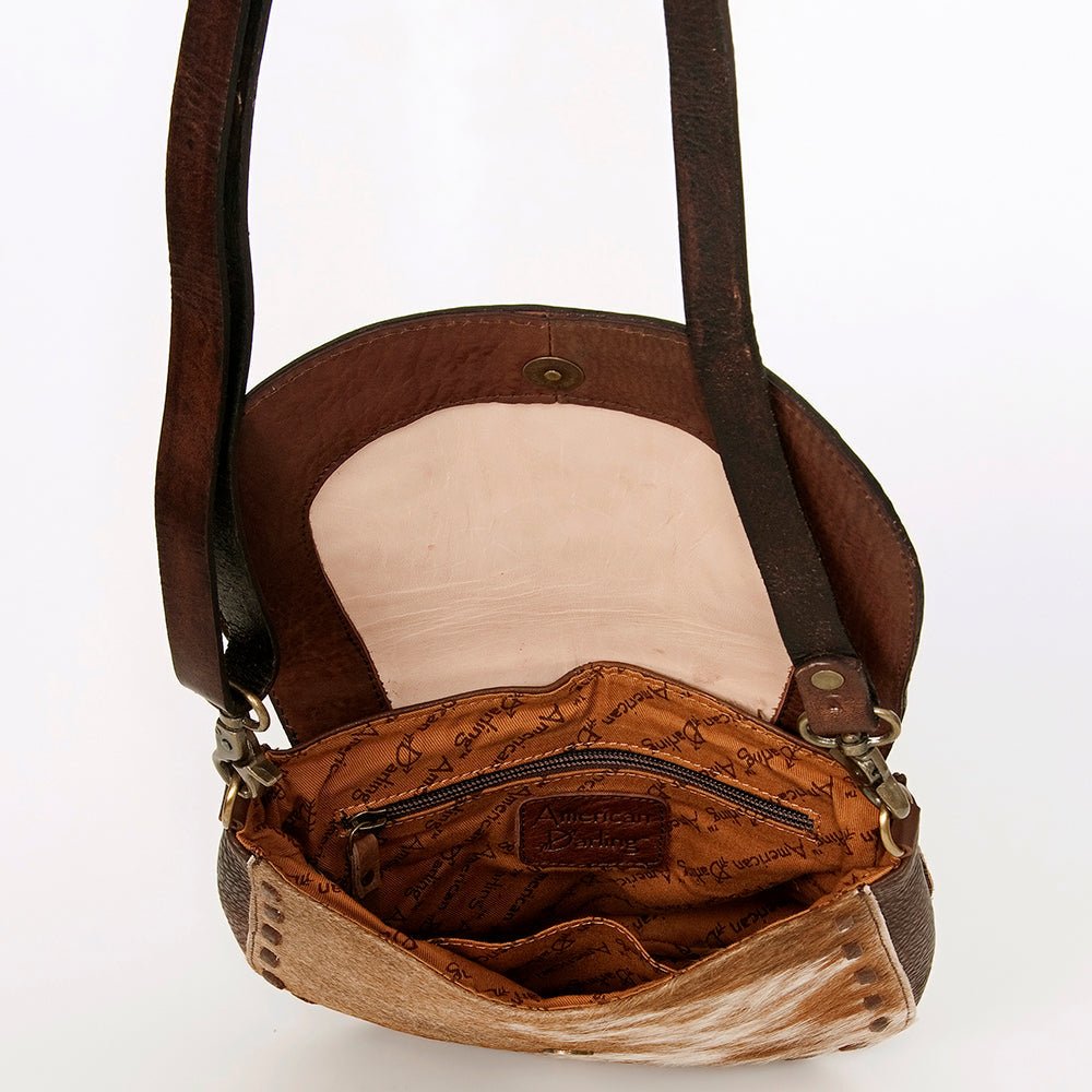 American Darling Messenger Hand Tooled Hair-On Genuine Leather