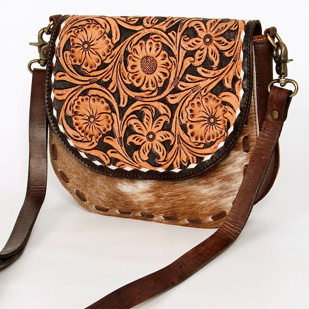 American Darling Messenger Hand Tooled Hair-On Genuine Leather