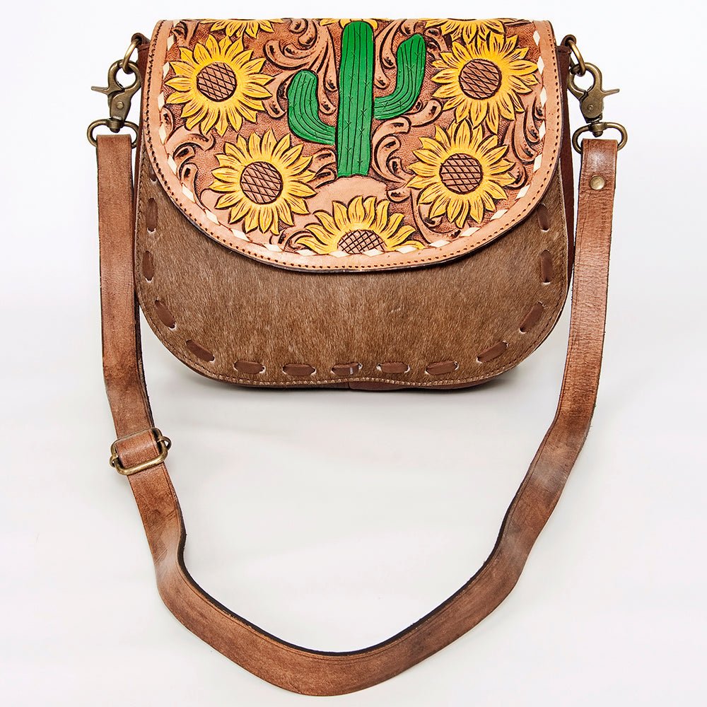 American Darling Messenger Hand Tooled Hair-On Genuine Leather