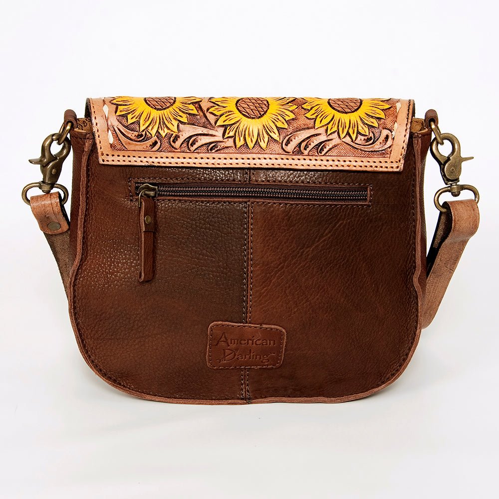 American Darling Messenger Hand Tooled Hair-On Genuine Leather