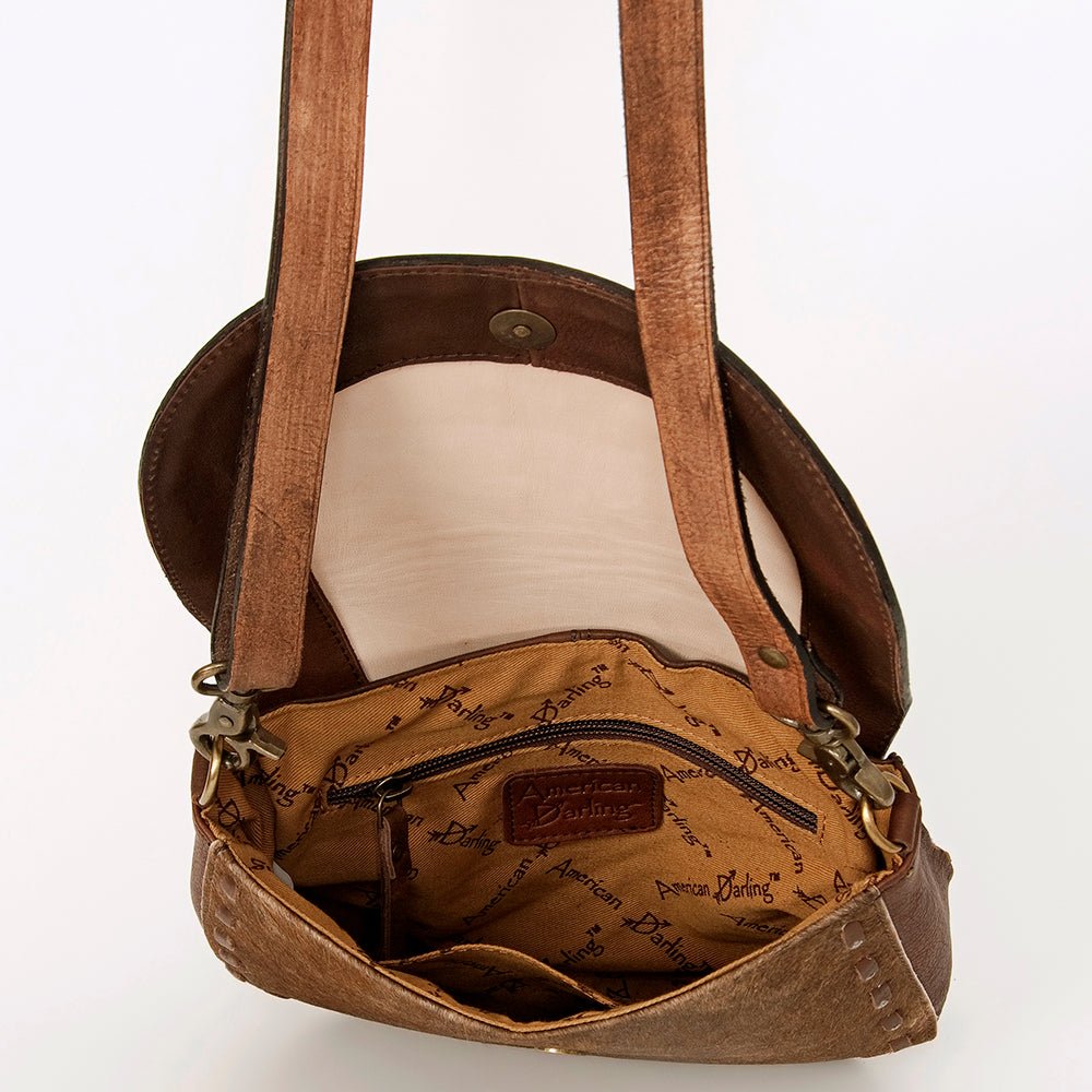 American Darling Messenger Hand Tooled Hair-On Genuine Leather