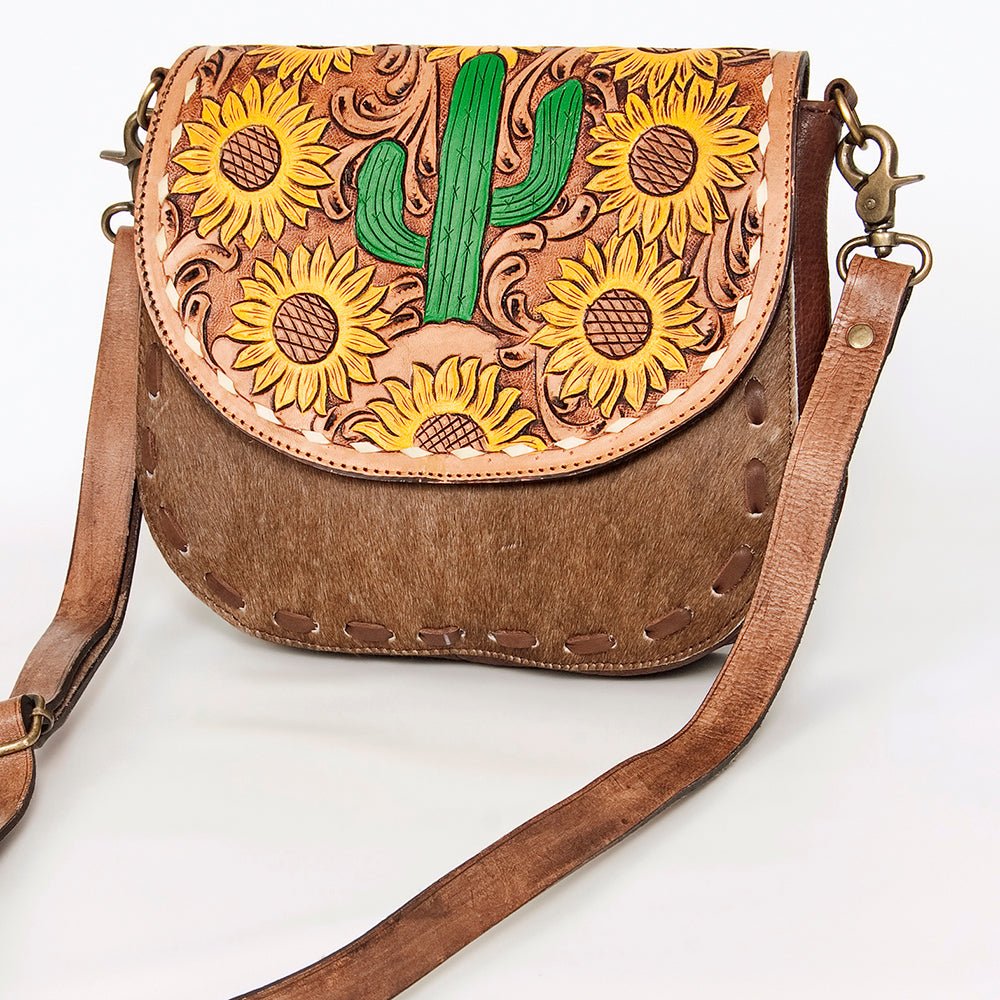 American Darling Messenger Hand Tooled Hair-On Genuine Leather