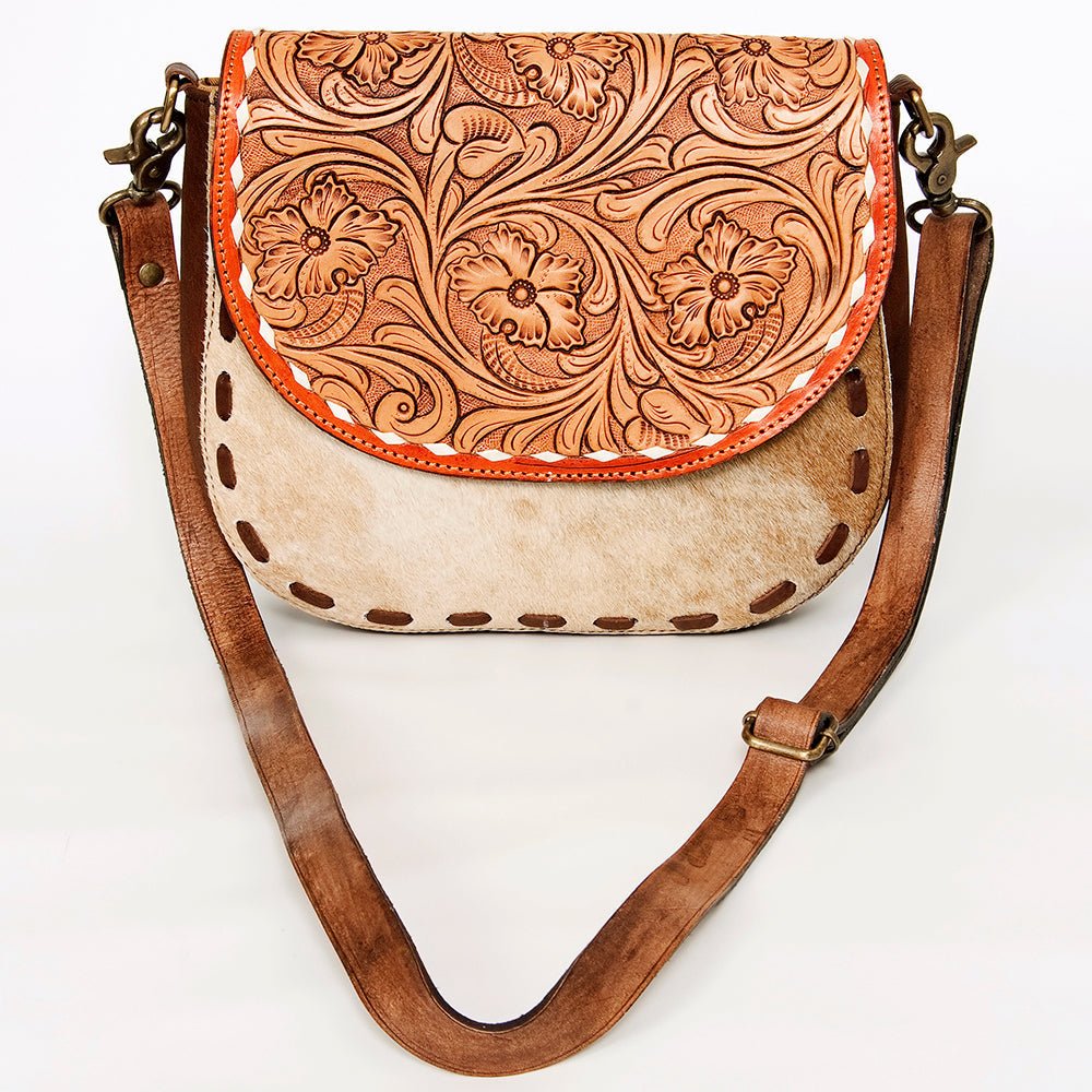 American Darling Messenger Hand Tooled Hair-On Genuine Leather