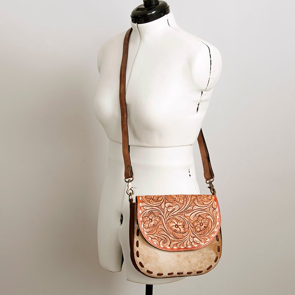 American Darling Messenger Hand Tooled Hair-On Genuine Leather