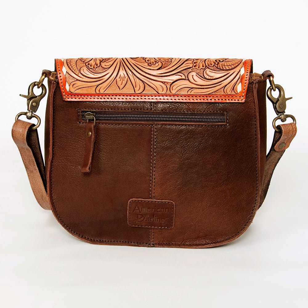 American Darling Messenger Hand Tooled Hair-On Genuine Leather