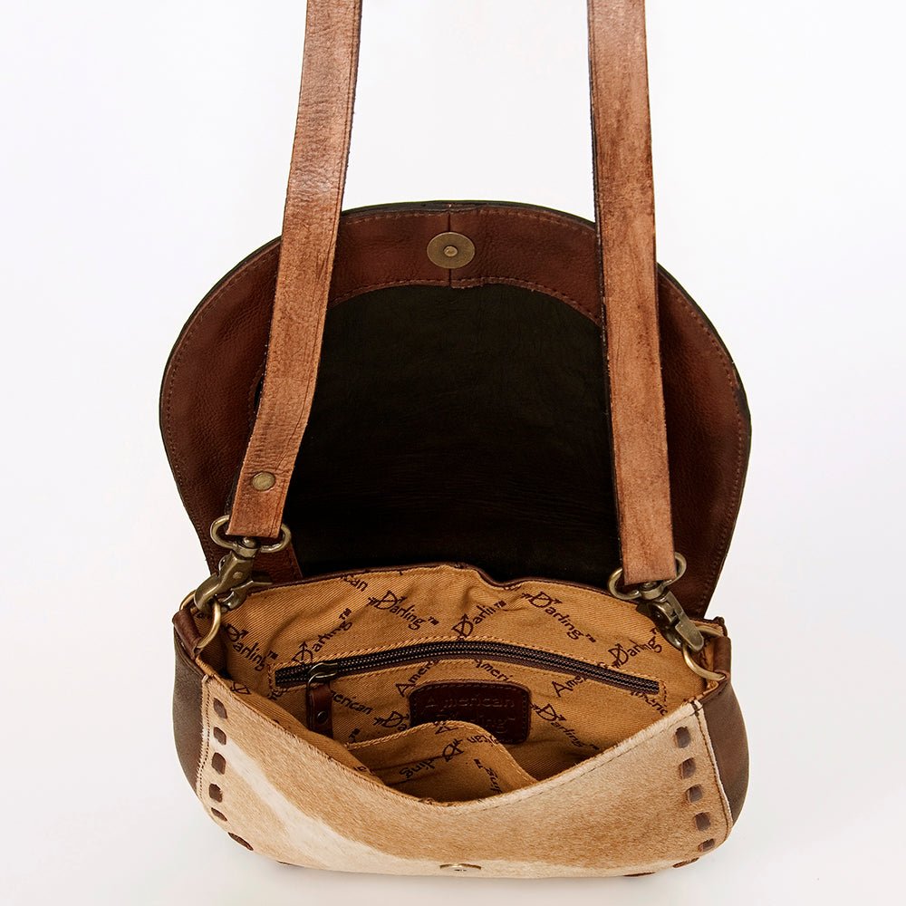 American Darling Messenger Hand Tooled Hair-On Genuine Leather