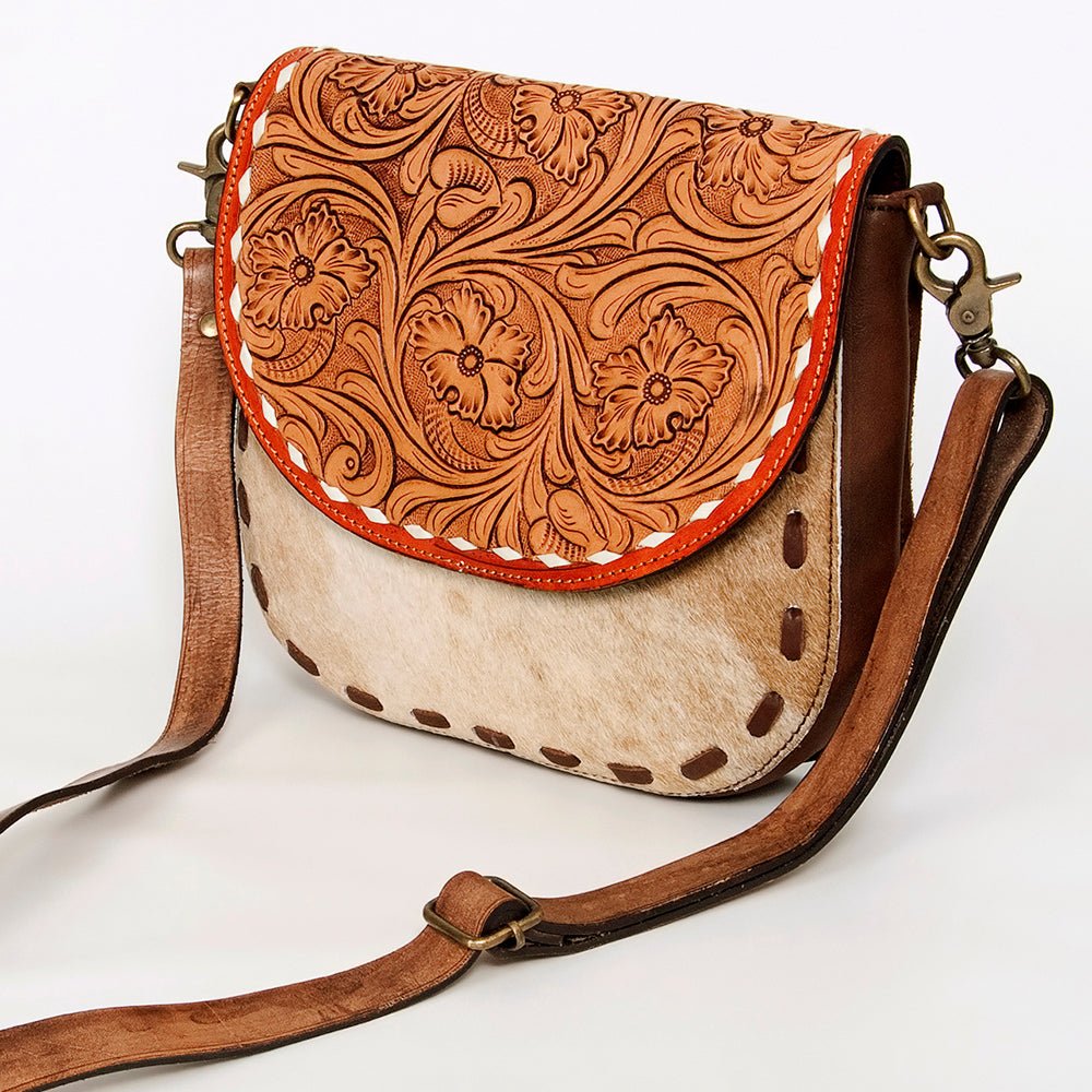 American Darling Messenger Hand Tooled Hair-On Genuine Leather