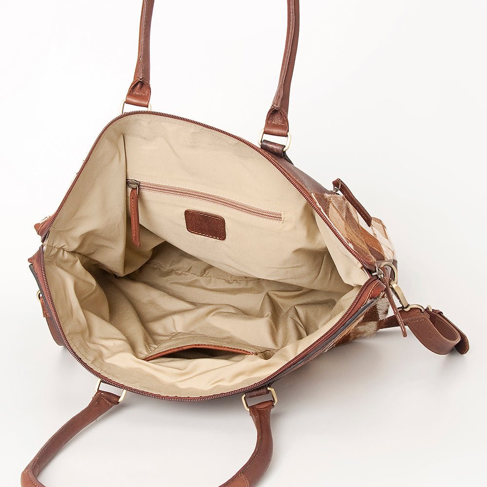 American Darling Tote Hand Tooled Hair-On Genuine Leather