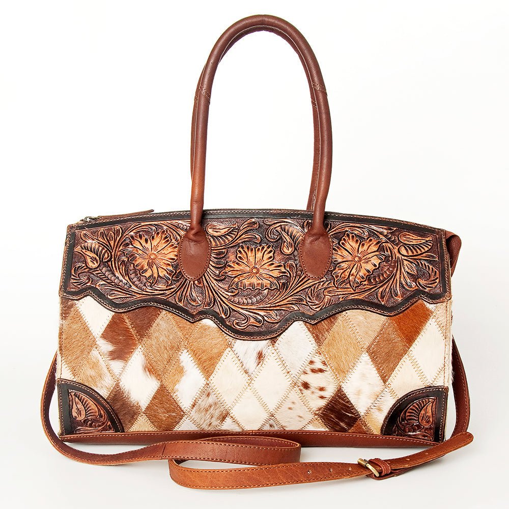 American Darling Duffel Hand Tooled Hair-On Genuine Leather