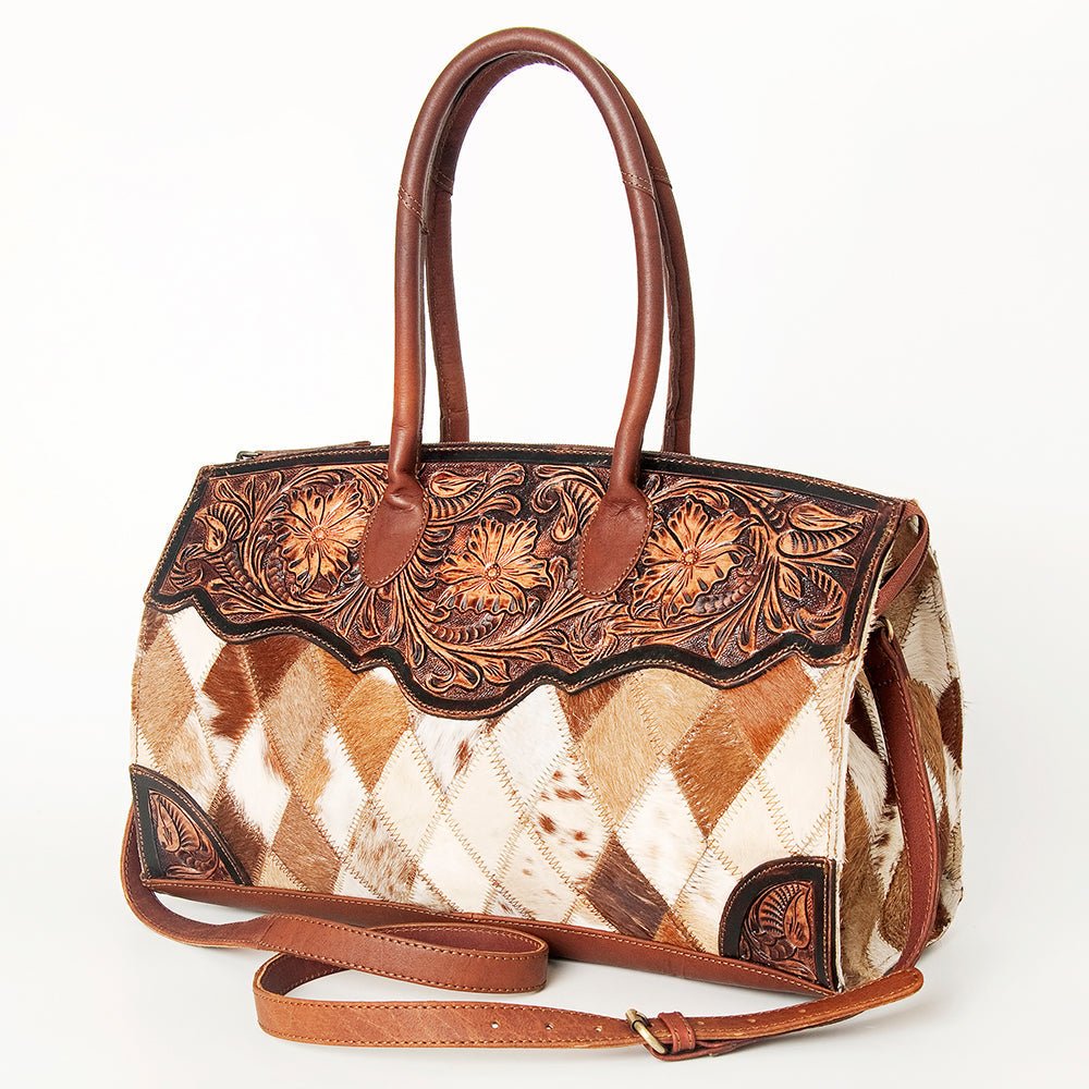 American Darling Duffel Hand Tooled Hair-On Genuine Leather