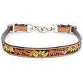 Bar H Equine Horse Genuine Leather Floral Design Tie Downs Snap Ends Tan