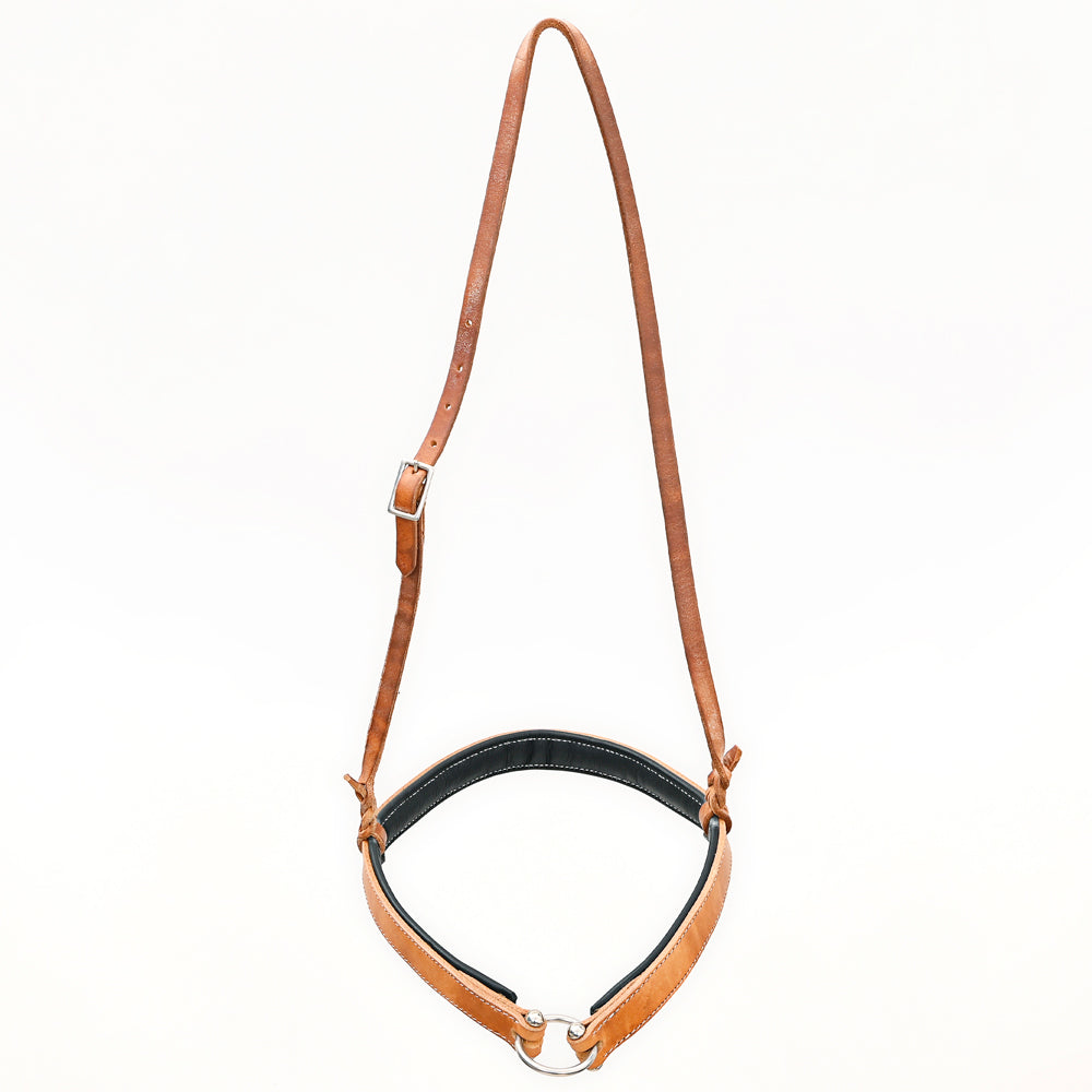 Bar H Equine Western Horse Genuine Leather Hand Tooled  Nose band Tan