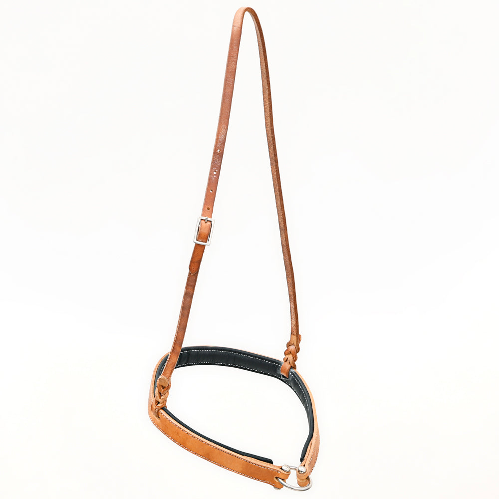 Bar H Equine Western Horse Genuine Leather Hand Tooled  Nose band Tan