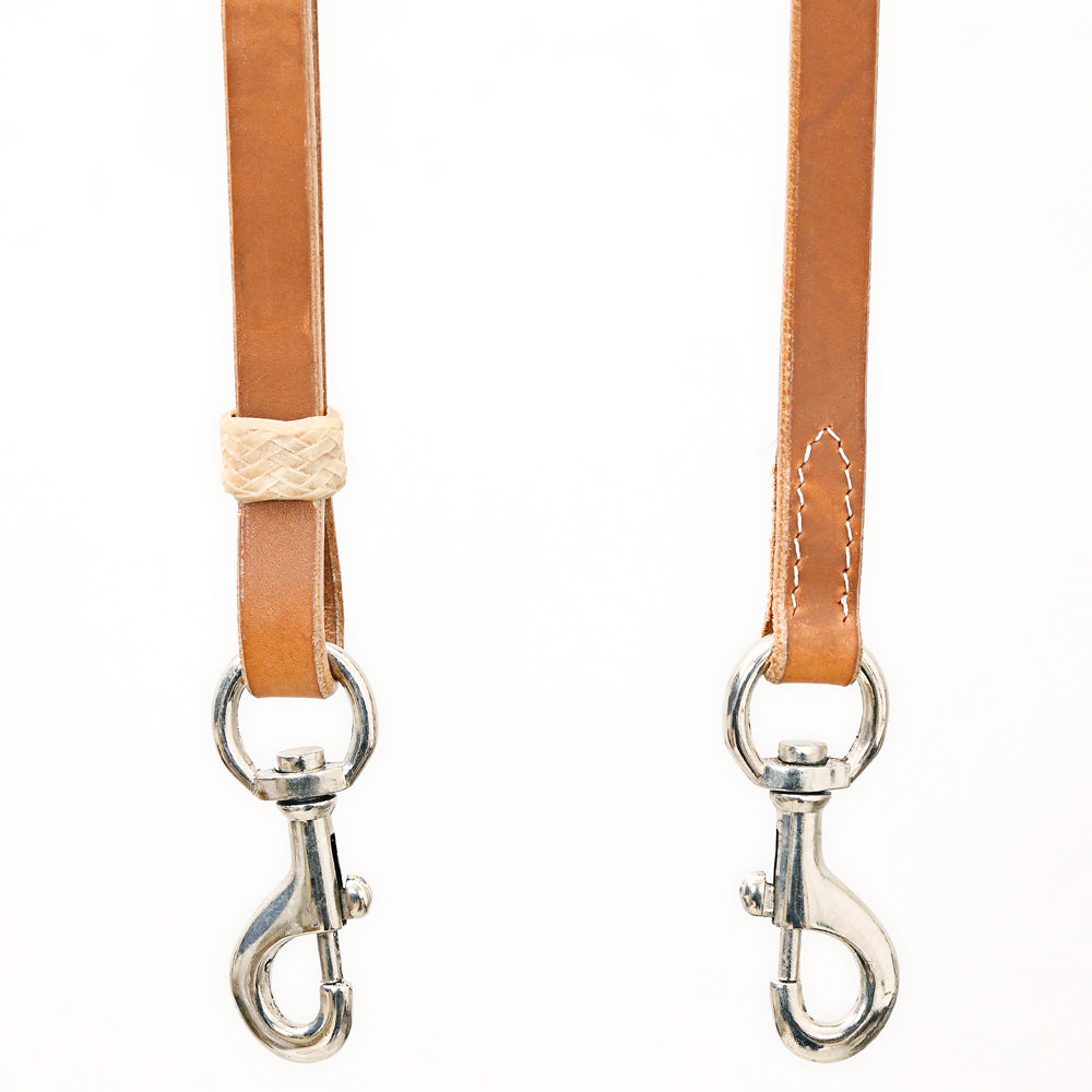 Bar H Equine Horse Genuine Leather Tie Downs Snap Ends Tan