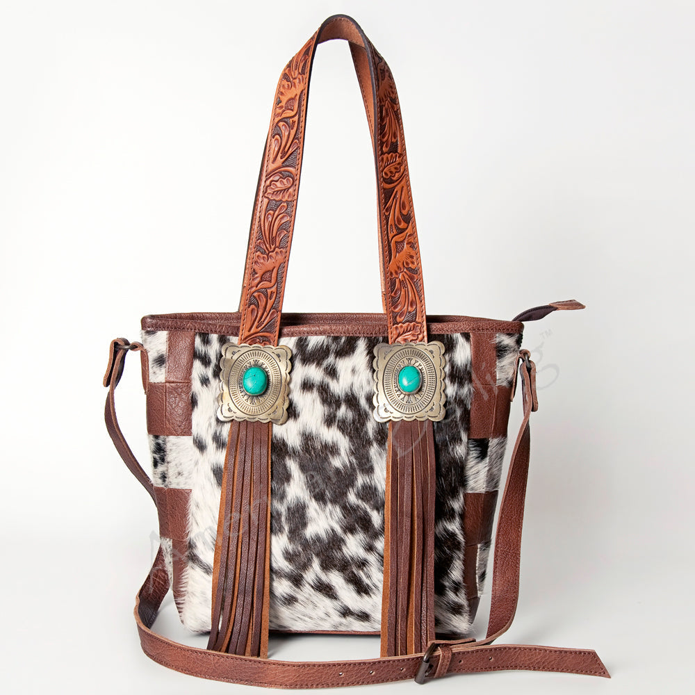 American Darling Tote Bag for Women, Hair-On Cowhide Western Bag, Premium Full Grain Leather with Fringes & YKK Zipper