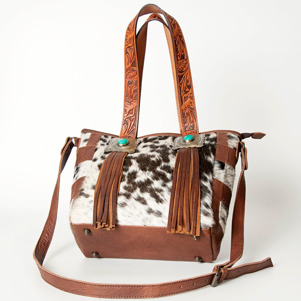 American Darling Tote Bag for Women, Hair-On Cowhide Western Bag, Premium Full Grain Leather with Fringes & YKK Zipper
