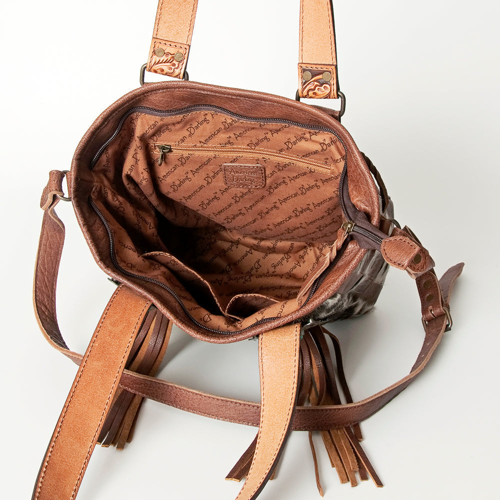 American Darling Tote Bag for Women, Hair-On Cowhide Western Bag, Premium Full Grain Leather with Fringes & YKK Zipper