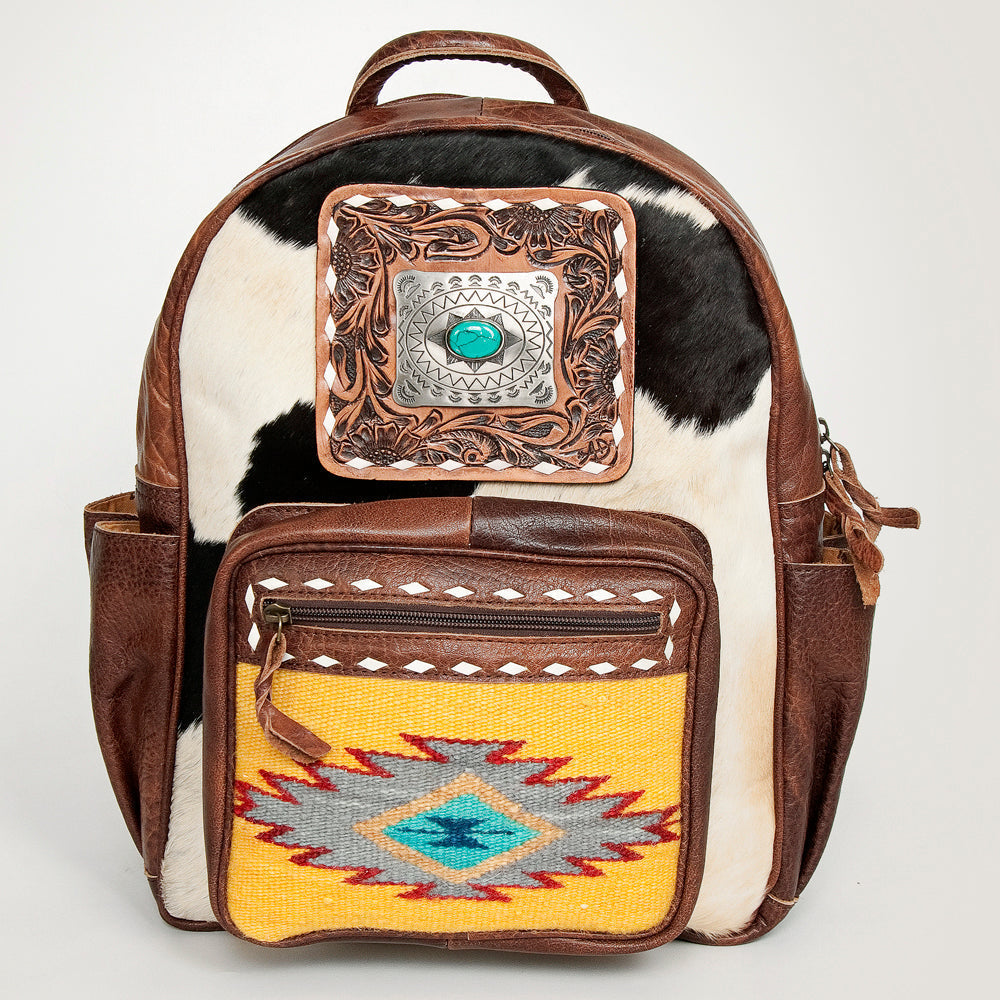American Darling Hand-Tooled Saddle Blanket Hair-On Leather Backpack