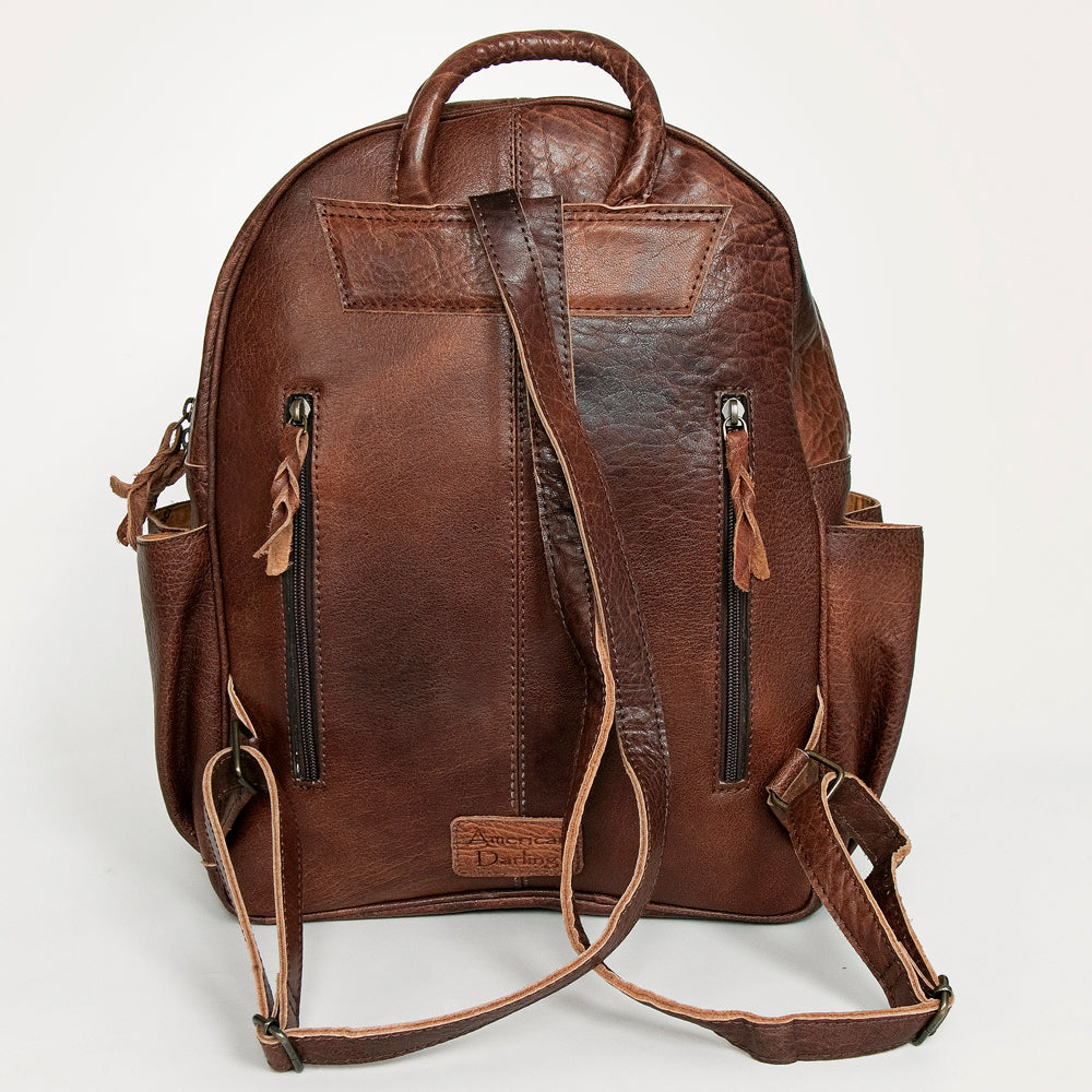 American Darling Hand-Tooled Saddle Blanket Hair-On Leather Backpack