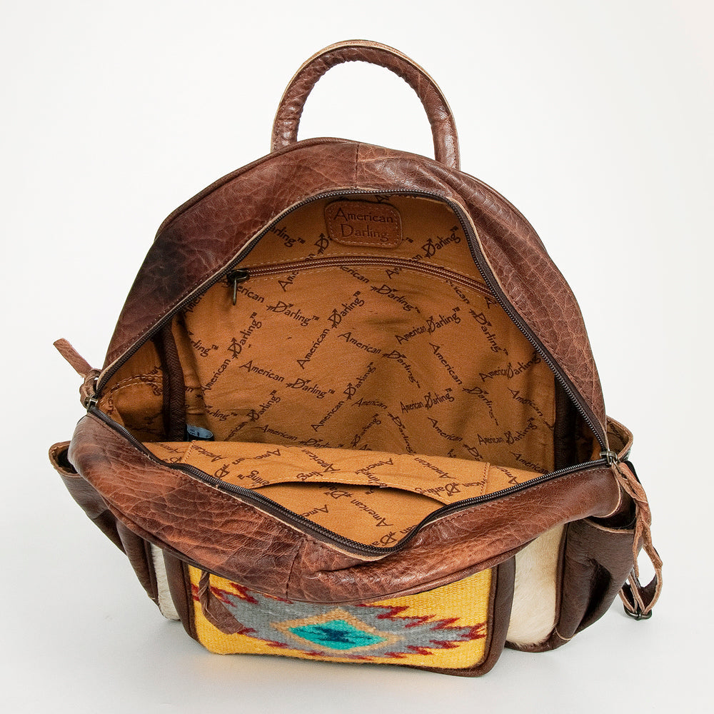 American Darling Hand-Tooled Saddle Blanket Hair-On Leather Backpack