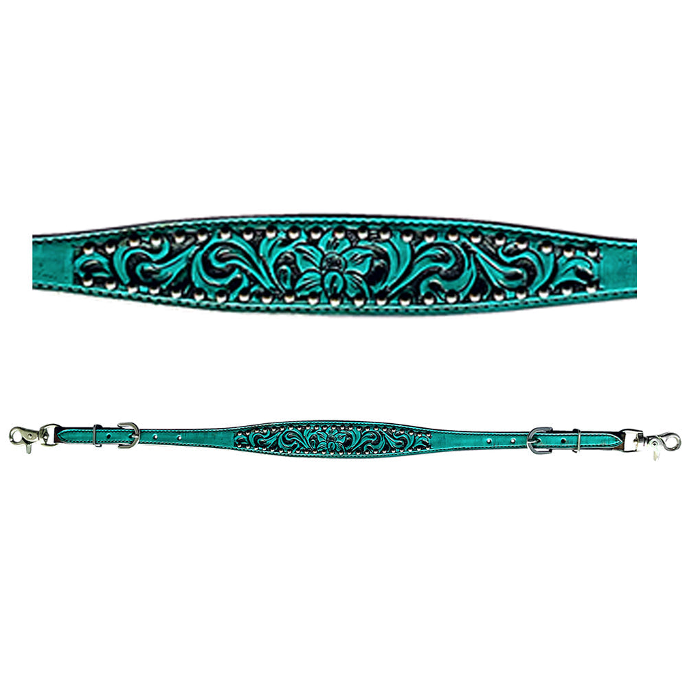 Bar H Equine American Leather Horse Saddle Tack One Ear Headstall | Breast Collar | Browband Headstall | Wither Strap | Tack Set for Horses Spotted Pinwheel Collection