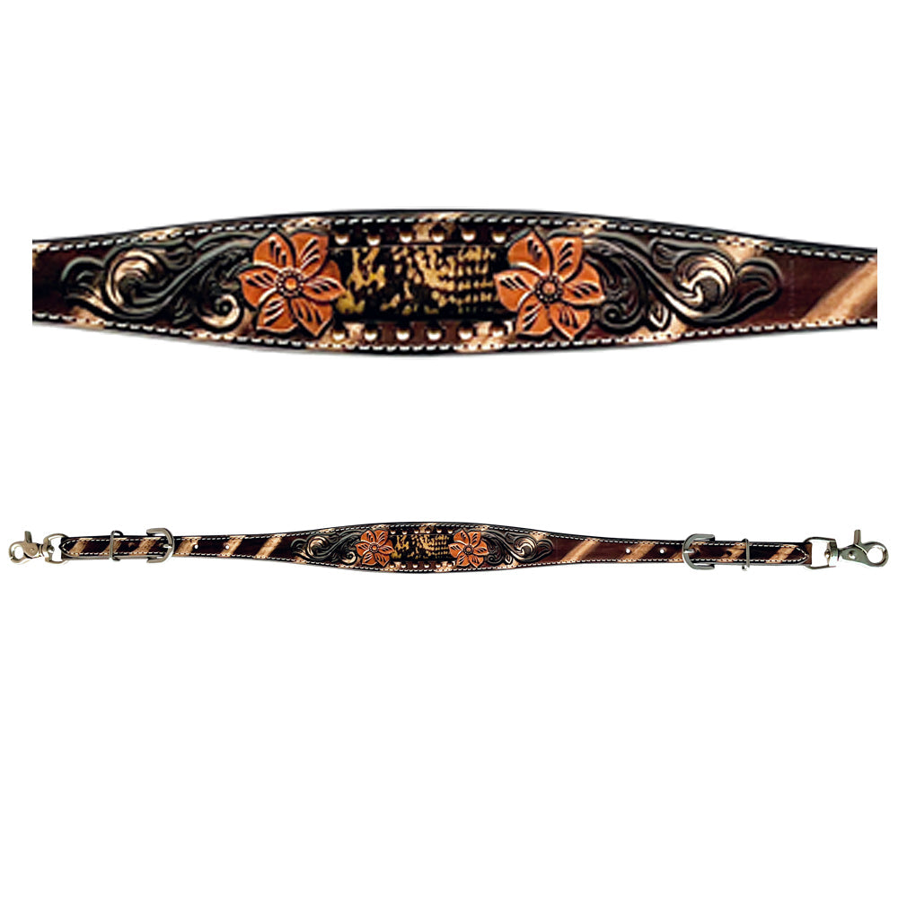 Bar H Equine American Leather Horse Saddle Tack One Ear Headstall | Breast Collar | Browband Headstall | Wither Strap | Tack Set for Horses Tropical Snake Collection