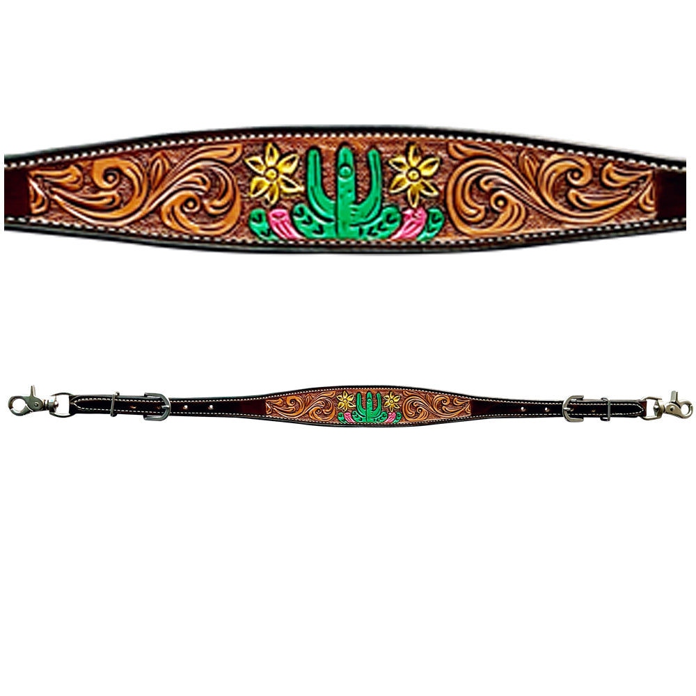 Bar H Equine American Leather Horse Saddle Tack One Ear Headstall Breast Collar Browband Wither Strap Set Tropical Cactus