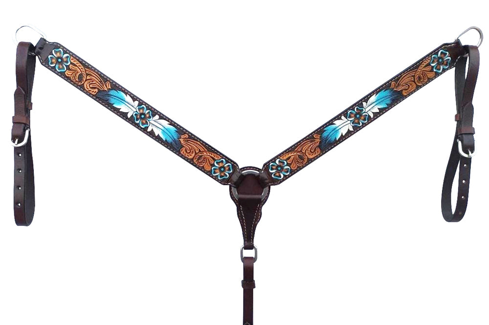 Bar H Equine American Leather Horse Saddle Tack One Ear Headstall Breast Collar Browband Wither Strap Set