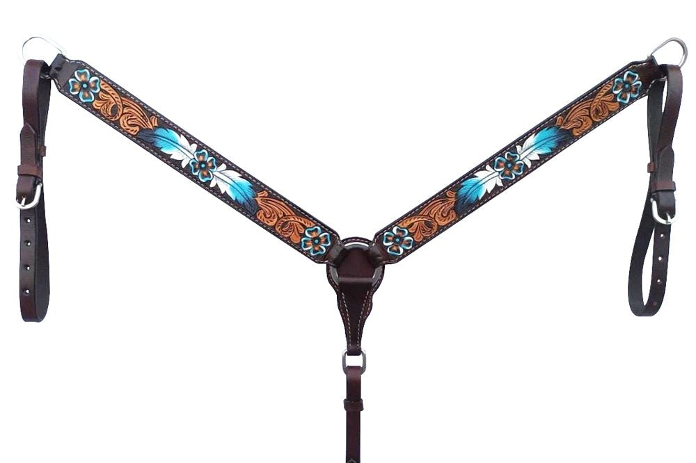 Bar H Equine American Leather Horse Saddle Tack One Ear Headstall | Breast Collar | Browband Headstall | Wither Strap | Tack Set for Horses BER117