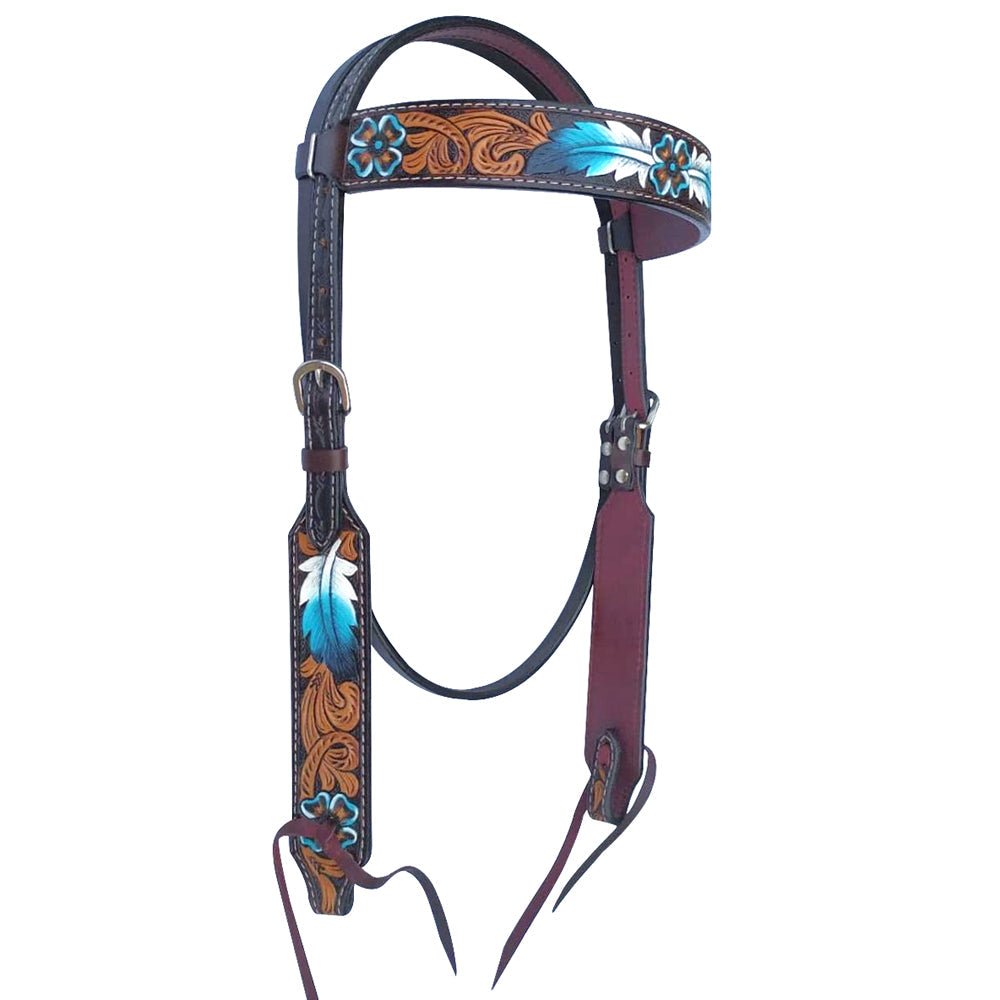Bar H Equine American Leather Horse Saddle Tack One Ear Headstall | Breast Collar | Browband Headstall | Wither Strap | Tack Set for Horses BER117