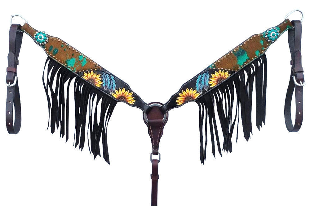 Bar H Equine American Leather Horse Saddle Tack One Ear Headstall Breast Collar Browband Wither Strap Set