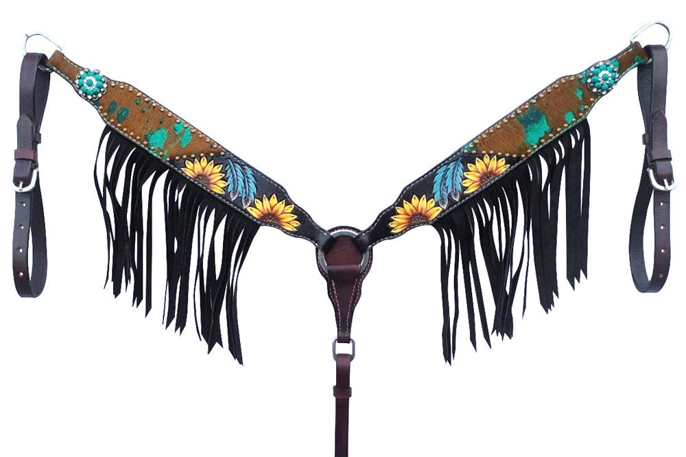 Bar H Equine American Leather Horse Saddle Tack One Ear Headstall | Breast Collar | Browband Headstall | Wither Strap | Tack Set for Horses BER118