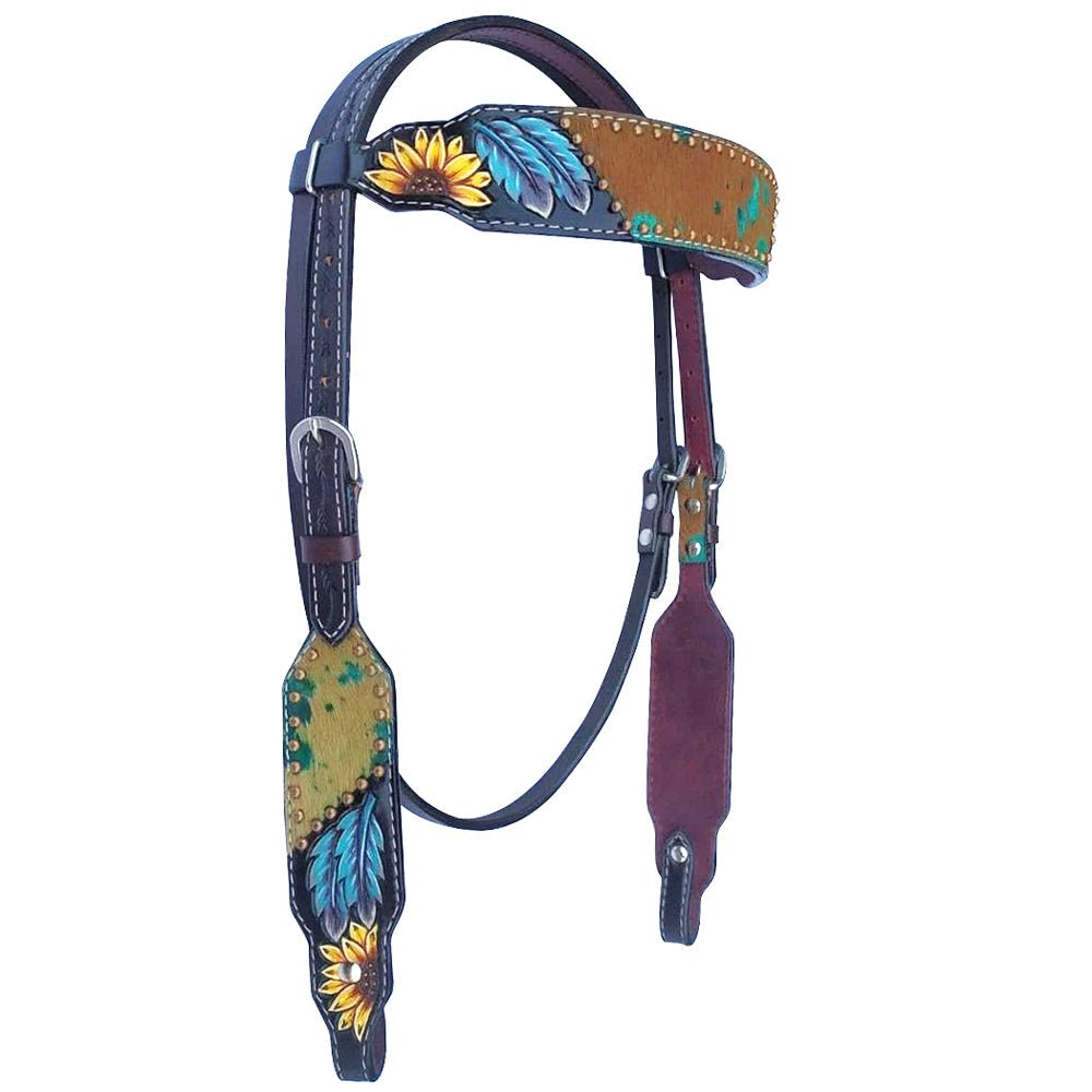 Bar H Equine American Leather Horse Saddle Tack One Ear Headstall | Breast Collar | Browband Headstall | Wither Strap | Tack Set for Horses BER118