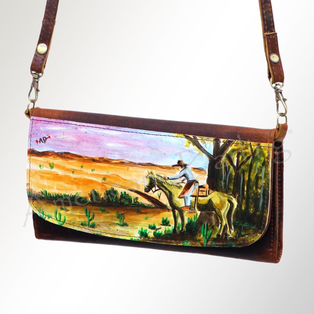American Darling Wallet Hair on Full Grain Genuine Leather Western Women Bag | Handbag Purse Travel Clutch