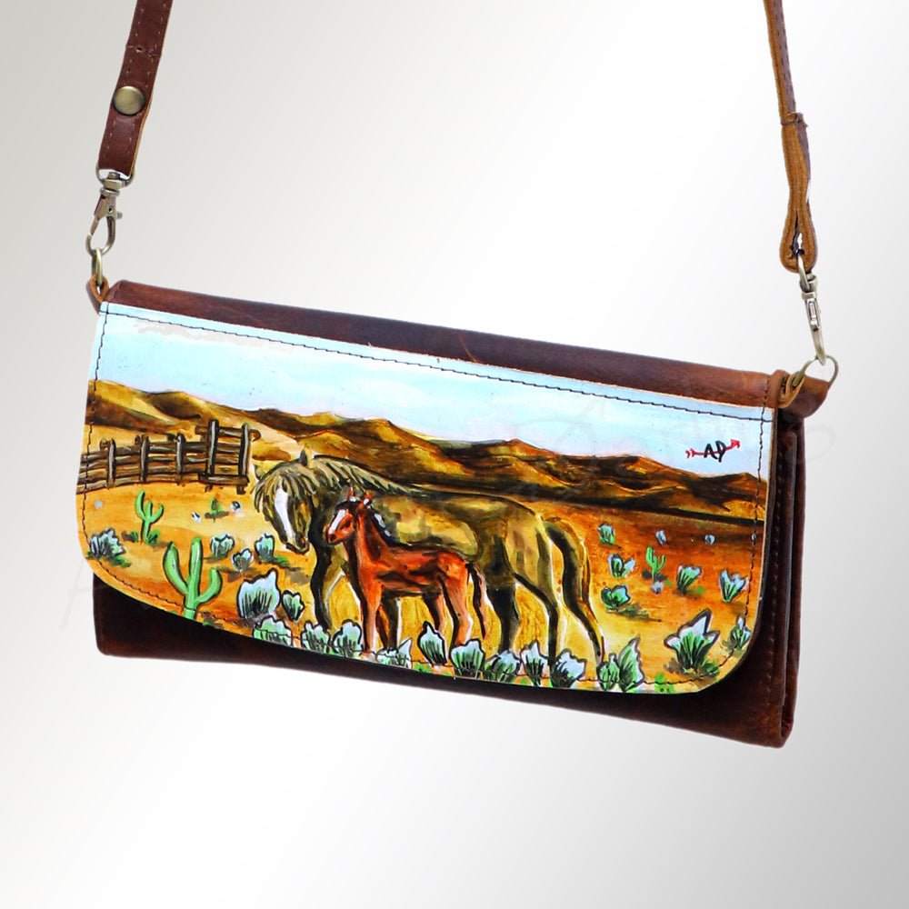American Darling Wallet Hair on Full Grain Genuine Leather Western Women Bag | Handbag Purse Travel Clutch