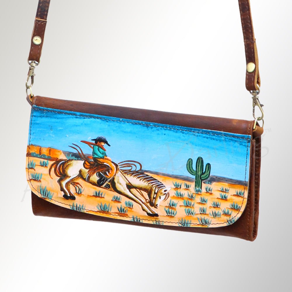 American Darling Wallet Hair on Full Grain Genuine Leather Western Women Bag | Handbag Purse Travel Clutch
