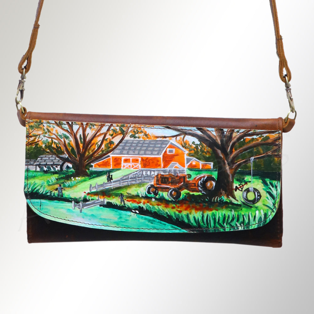 American Darling Small Cross body Bag Genuine Vegetable Tanned Leather Wallet Purse Western Handbag 4in x 1in x 8in
