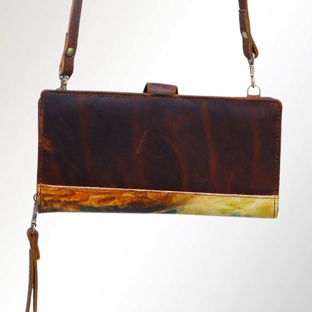 American Darling Wristlet Bag, Hand-Painted Genuine Leather, Western Vegetable Tanned Full Grain Leather Wallet Bag