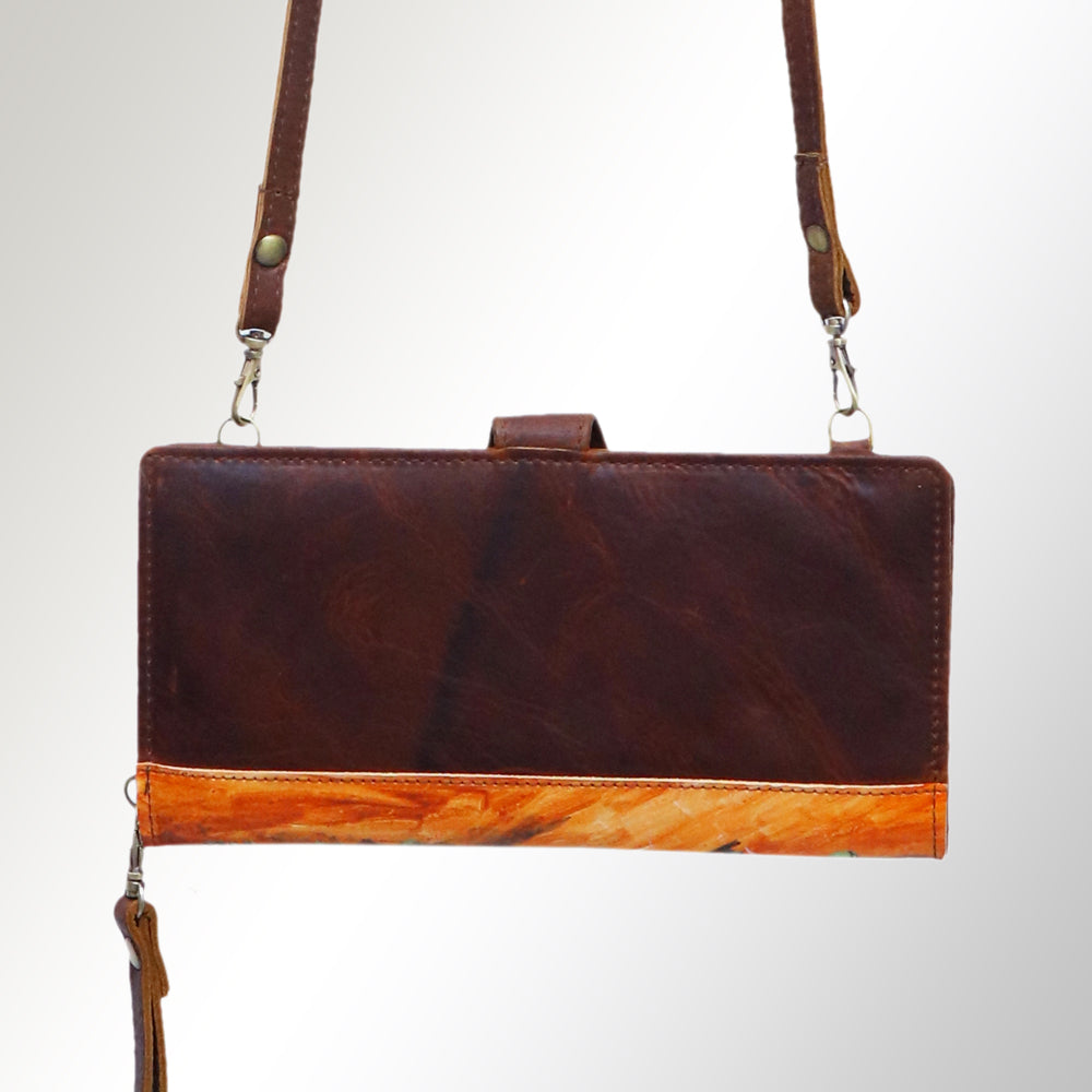 American Darling Wristlet Bag, Hand-Painted Genuine Leather, Western Vegetable Tanned Full Grain Leather Wallet Bag