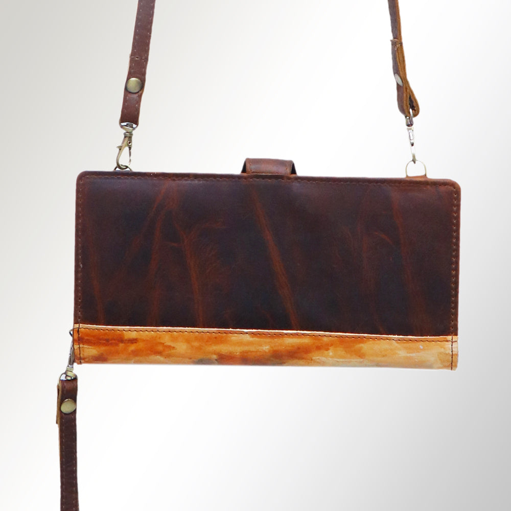 American Darling Wristlet Bag, Hand-Painted Genuine Leather, Western Vegetable Tanned Full Grain Leather Wallet Bag