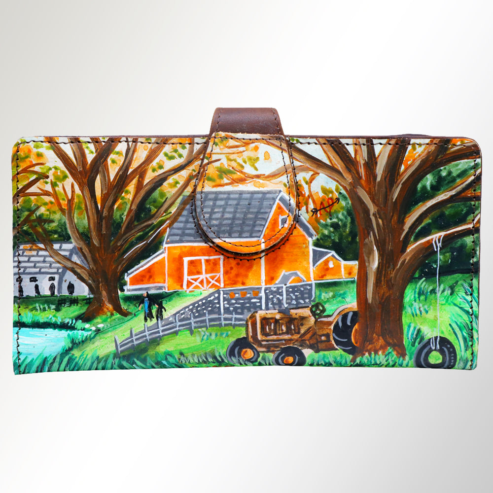 American Darling Wristlet Bag, Hand-Painted Genuine Leather, Western Vegetable Tanned Full Grain Leather Wallet Bag