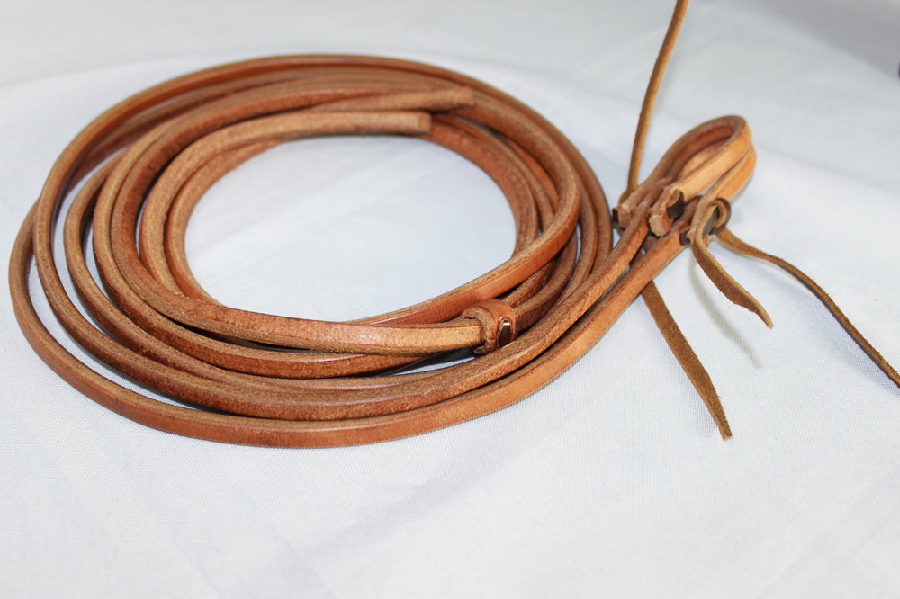 Hilason Leather Horse Split Reins Water Loops Tie Laces Brown