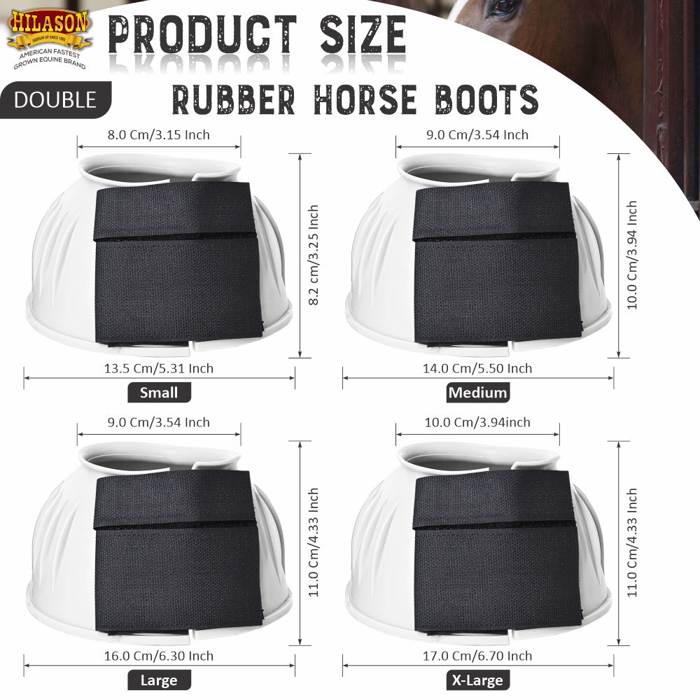 Hilason Western Horse PVC Ribbed Double Hook & Loop Leg Bell Boots