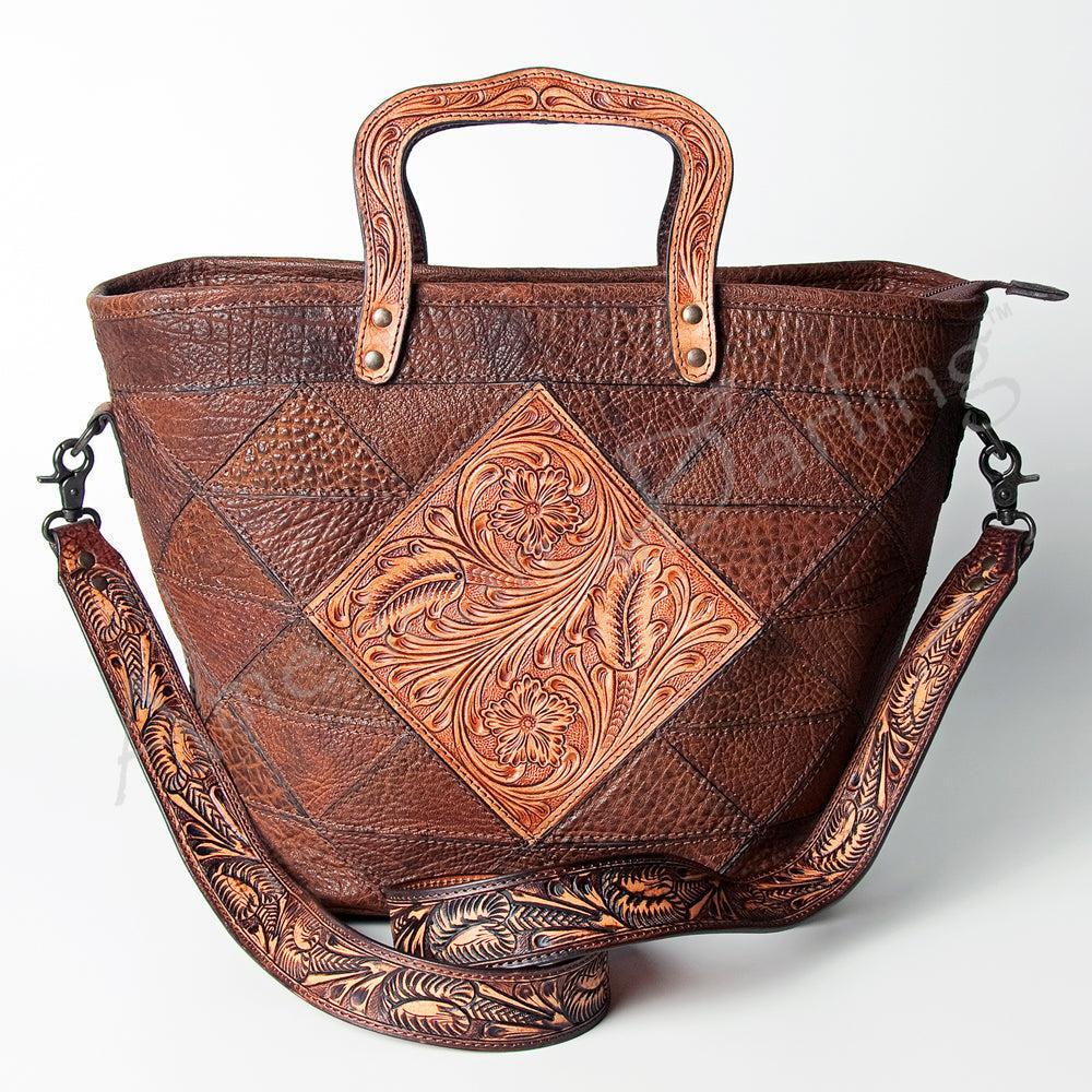 American Darling Hand-Tooled Cowhide Tote Bag
