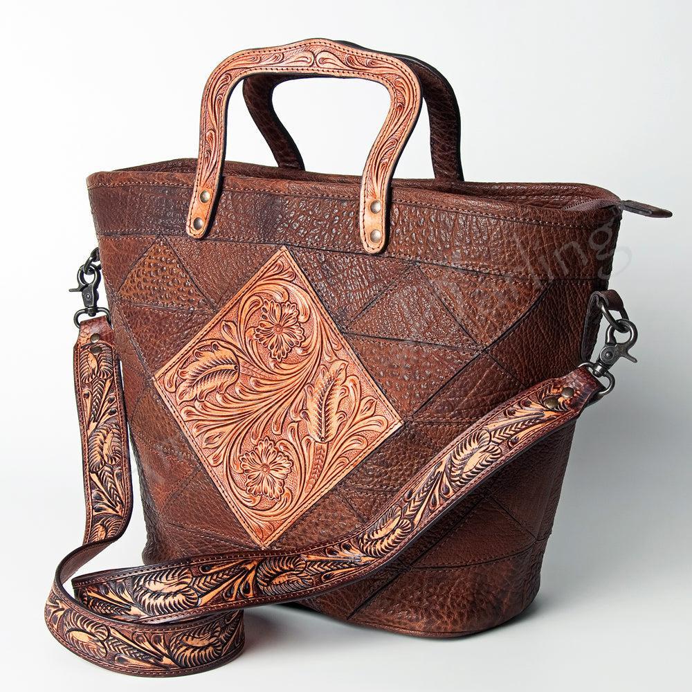 American Darling Hand-Tooled Cowhide Tote Bag