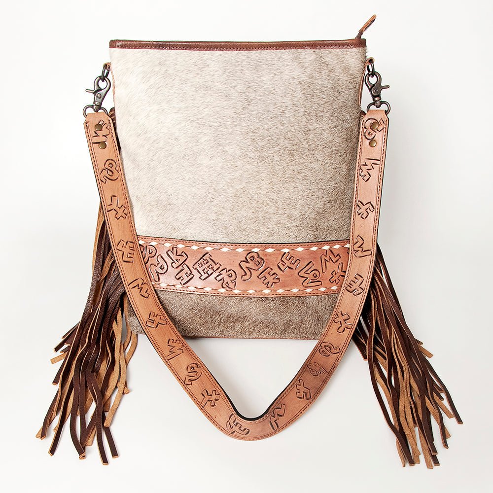 American Darling Messenger Hand Tooled Hair-On Genuine Leather