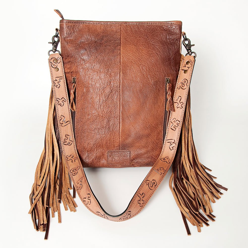 American Darling Messenger Hand Tooled Hair-On Genuine Leather